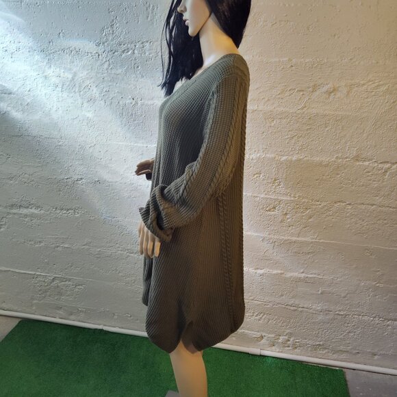 Jeanne Pierre Olive Green Long Sleeve Stretchy A-Line Midi Sweater Dress Size 1X - Picture 5 of 11